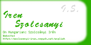 iren szolcsanyi business card